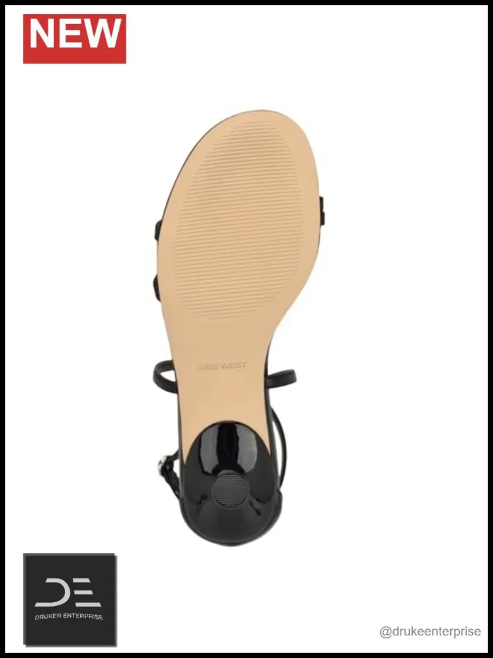 Nine West Jettie Faux Leather Strappy Kitten Heel Sandals w/ Ankle Strap, Open